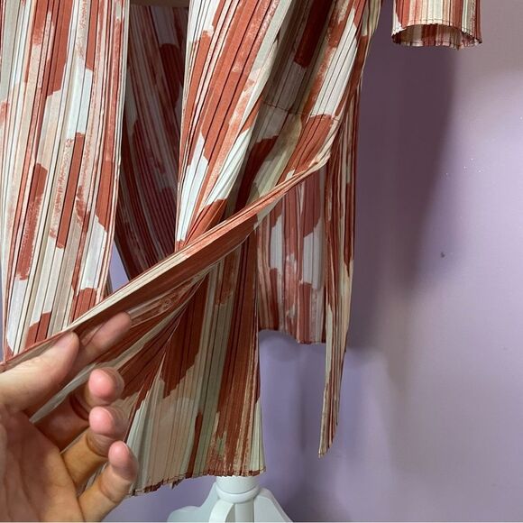 Chico's Travelers Cardigan Longline Open Front Jacket Pink White Size Large - Picture 8 of 12